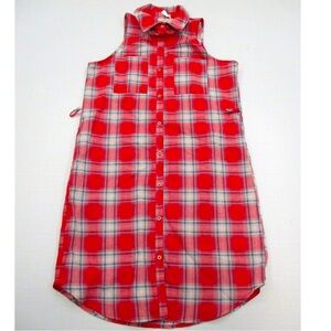 UNIVERSAL THREAD Dress Women's Size M Button Front Red Plaid Shirt Dress